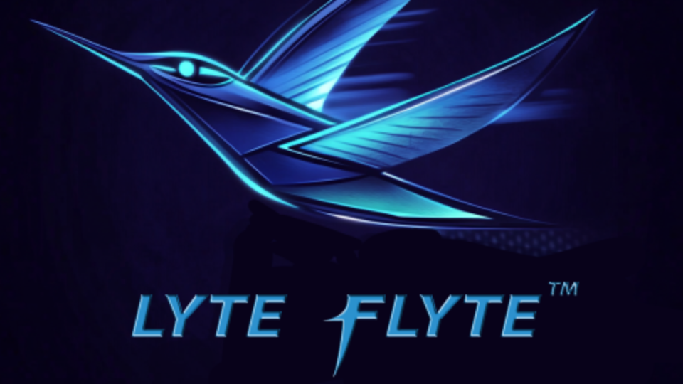 LYTE FLYTE logo with a stylized bird design on a dark background